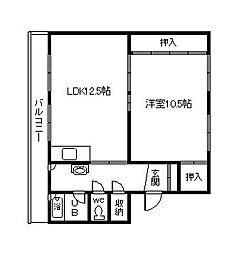 ビレッジハウス砂川1号棟 1LDKの間取図画像