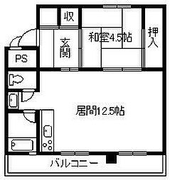 ビレッジハウス留萌1 1LDKの間取図画像