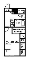 レオパレスムーロット 1Kの間取図画像