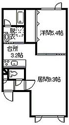 メリット神楽 1LDKの間取図画像
