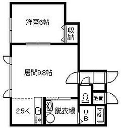 シャロム 1LDKの間取図画像