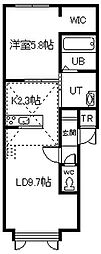 フルールII 1LDKの間取図画像