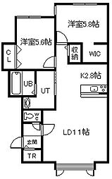 フルールII 2LDKの間取図画像