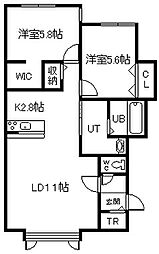 フルールII 2LDKの間取図画像