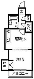 エンドレス519 1DKの間取図画像