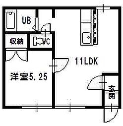 コーポ錦 1LDKの間取図画像