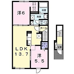 ラフレシール 2LDKの間取図画像