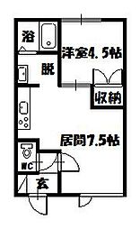 ウィステリア 1DKの間取図画像