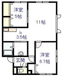 プライム 2LDKの間取図画像