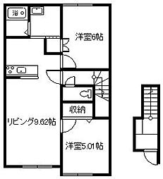 キューブ8 2LDKの間取図画像