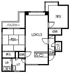 サトウビル 2LDKの間取図画像