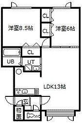 プリウス3 2LDKの間取図画像