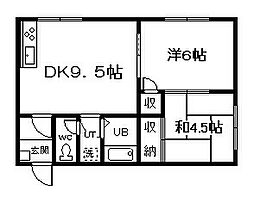 ハニー第1マンション 2DKの間取図画像