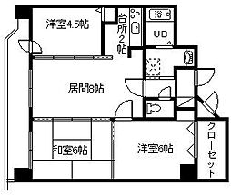 日宝ノルテ1条通 3LDKの間取図画像