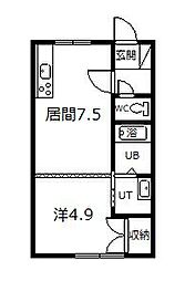 マンション武田1 1DKの間取図画像