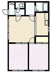 ウラキハイツB 2LDKの間取図画像