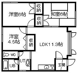 コーポラスアルトB 3LDKの間取図画像