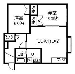 セルリアンハイツ 2LDKの間取図画像