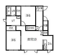 ハスコート増毛2 2LDKの間取図画像