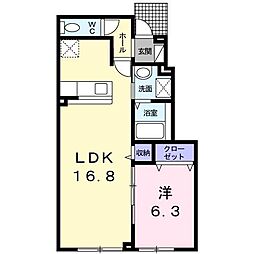 ビクトリーB 1LDKの間取図画像