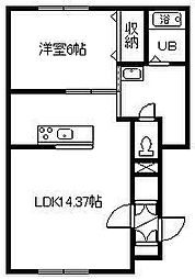 ブルームA 1LDKの間取図画像