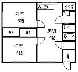 ユートピアハイツ 2LDKの間取図画像