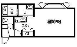 エルム医大前.B 1Kの間取図画像