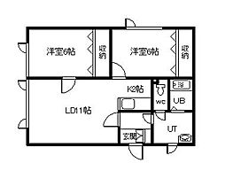 K・T 2LDKの間取図画像
