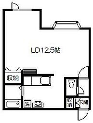 エルム医大前.B 1Kの間取図画像