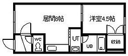 ヴィラージュサントレ 1DKの間取図画像