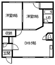 ルナハイツ 2DKの間取図画像