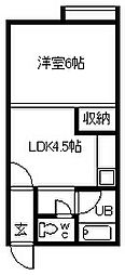 アミューズ'88 ワンルームの間取図画像