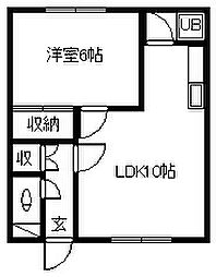 コーポ神吉A 1LDKの間取図画像