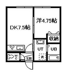 ホワイトハウス 1DKの間取図画像