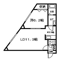 さくらハイツ 1LDKの間取図画像