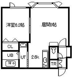 ロワールD 1LDKの間取図画像