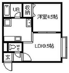 プレキャトラン2 1DKの間取図画像