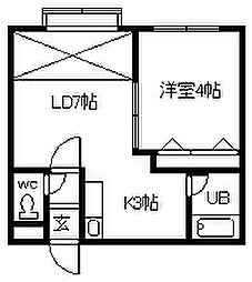 プレキャトラン 1DKの間取図画像