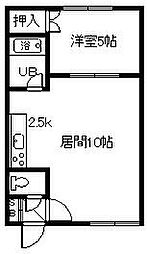 カサグレースB 1LDKの間取図画像