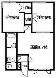 リベルタ 2LDKの間取図画像