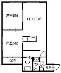 カルム122 2LDKの間取図画像