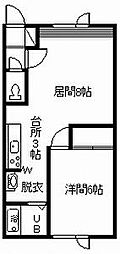 リバーハイツ5・1 1LDKの間取図画像