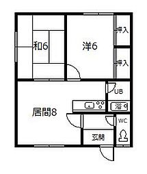 コーポ6,8B 2DKの間取図画像