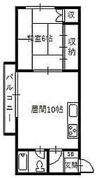 コシコーポラス 1LDKの間取図画像