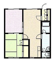 グランデ旭町B棟 2LDKの間取図画像