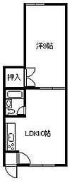 永大グリーンハイツ井上 1LDKの間取図画像
