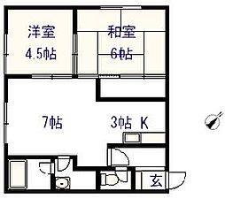 一番館 2LDKの間取図画像