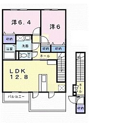 ジェルメスクエア 2LDKの間取図画像