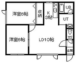 パセオ 2LDKの間取図画像