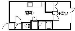 ヘブン 1DKの間取図画像